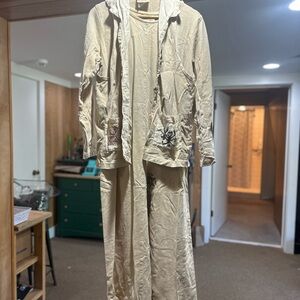 90s Era Women's Western Linen Dress and Vest Set